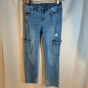 Flying‎ Monkey Women's Size 25 Distressed Cargo Skinny Jeans Raw Hem Stretch
